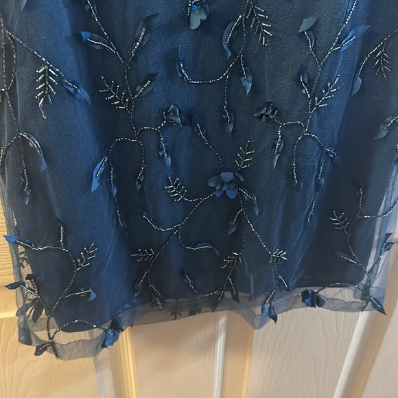 Theia Couture Elegant Blue Embroidered and Beaded Dress - Sample Size 2 - Picture 10 of 15